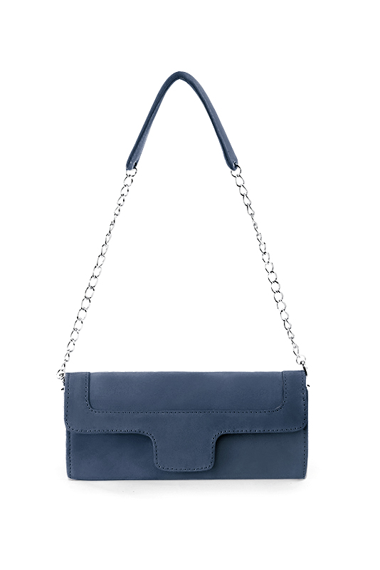 Dress clutch for wedding and parties in denim blue leather - Top view
